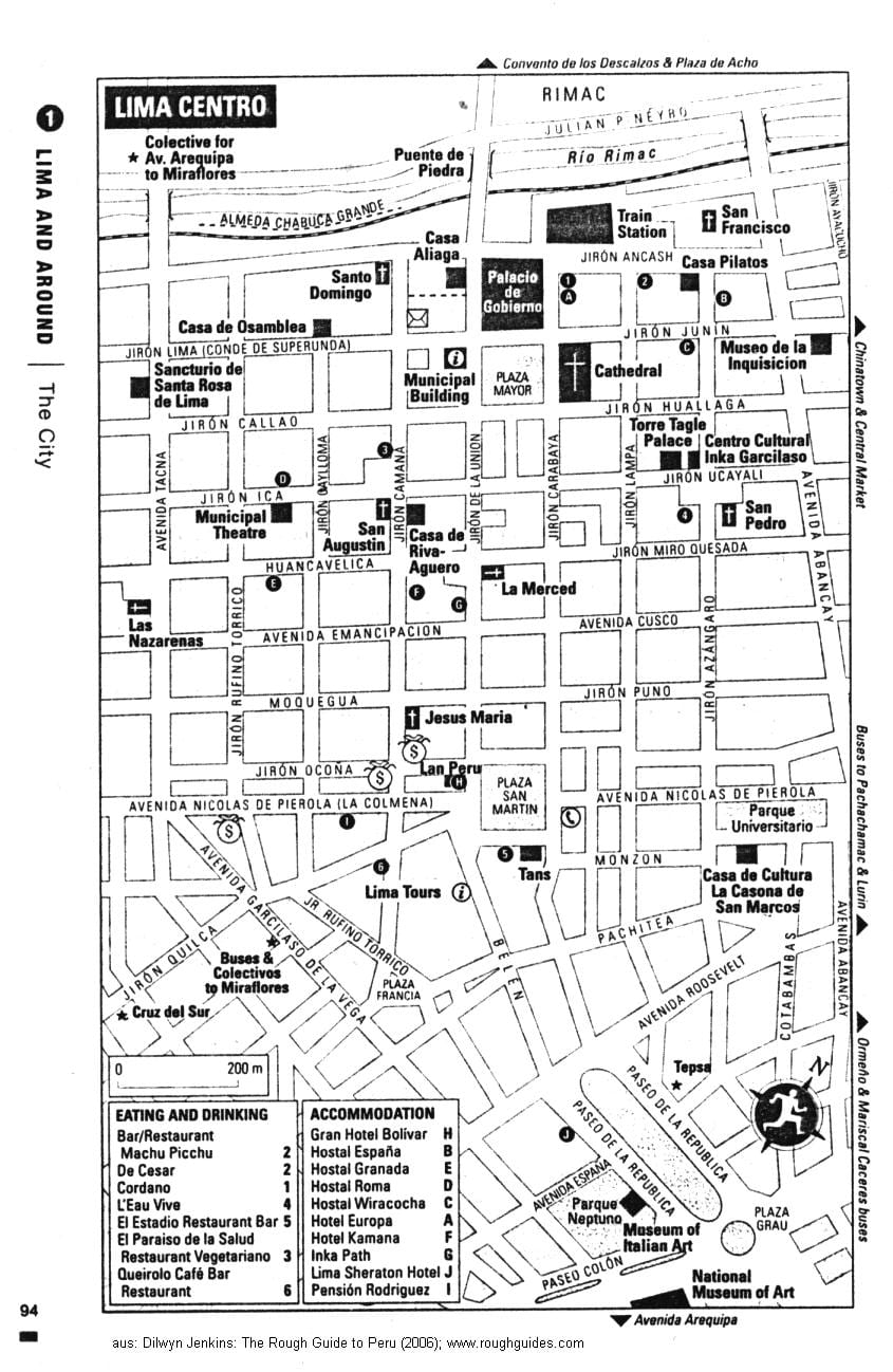 地図のリマの散歩ツアー